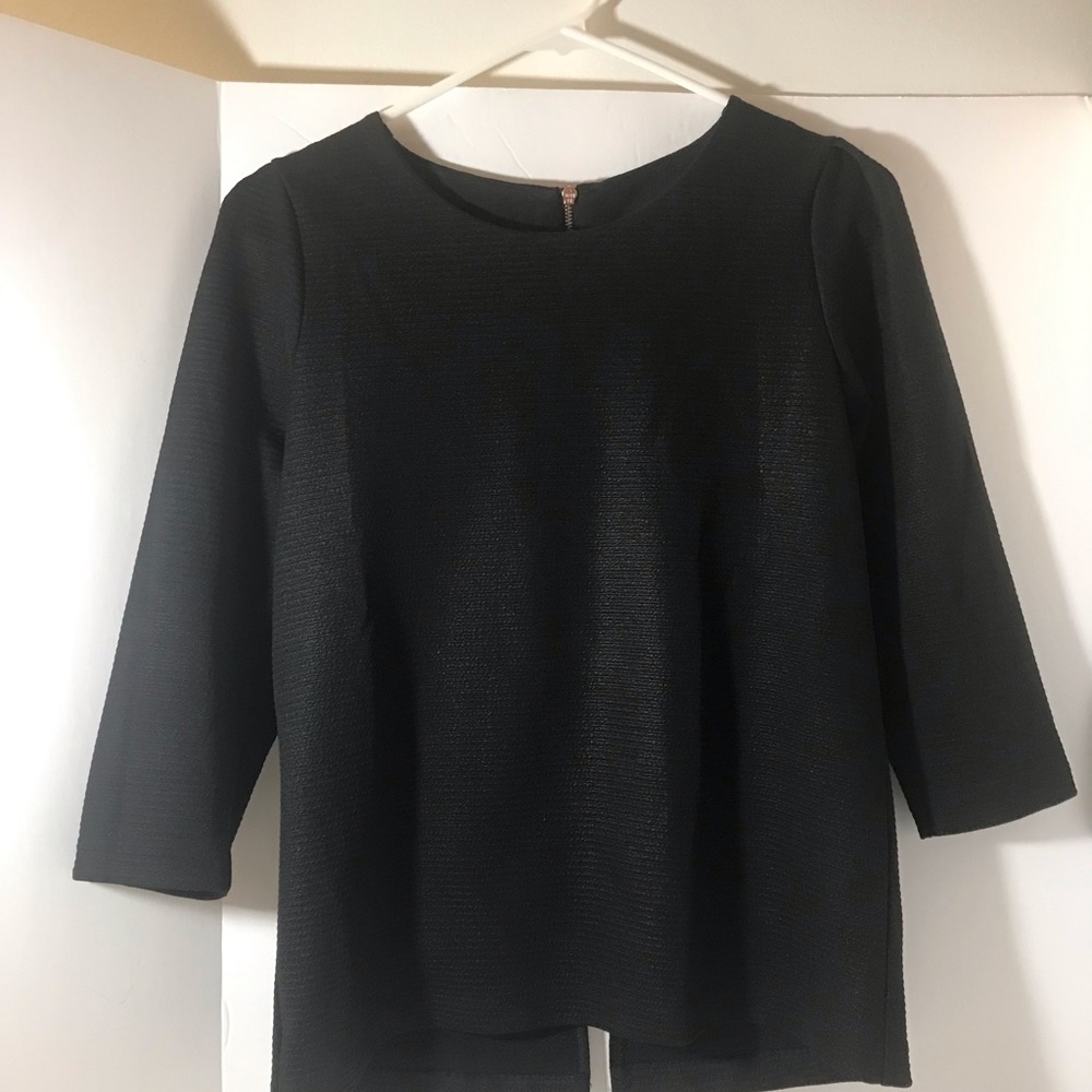 Club Monaco long sleeve top size sp black two way back zipper business